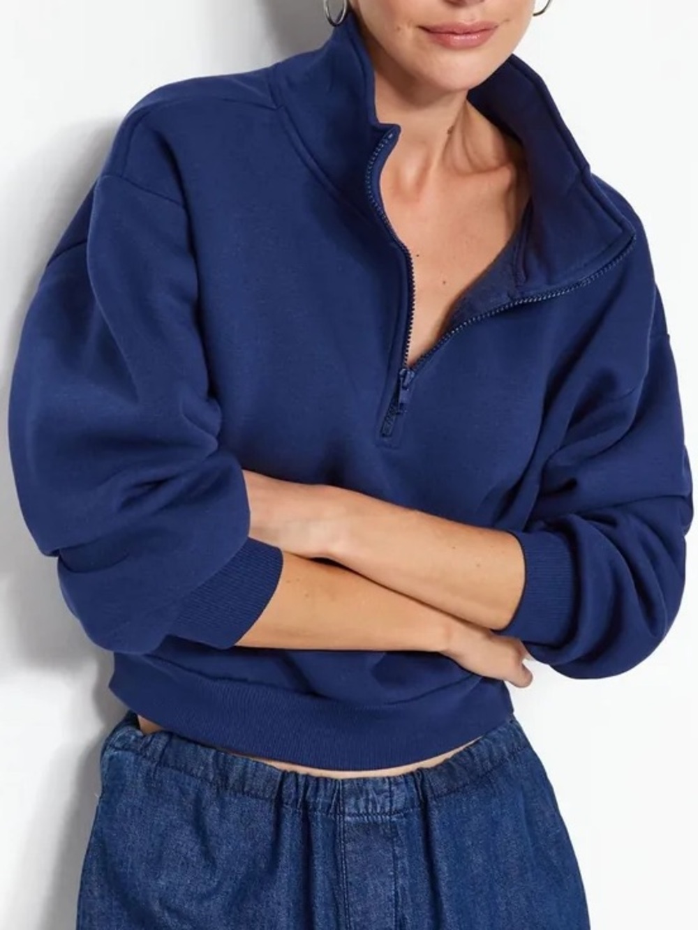 Aritzia Cozy Sweatfleece Boyfriend Crop 1/2 Zip
